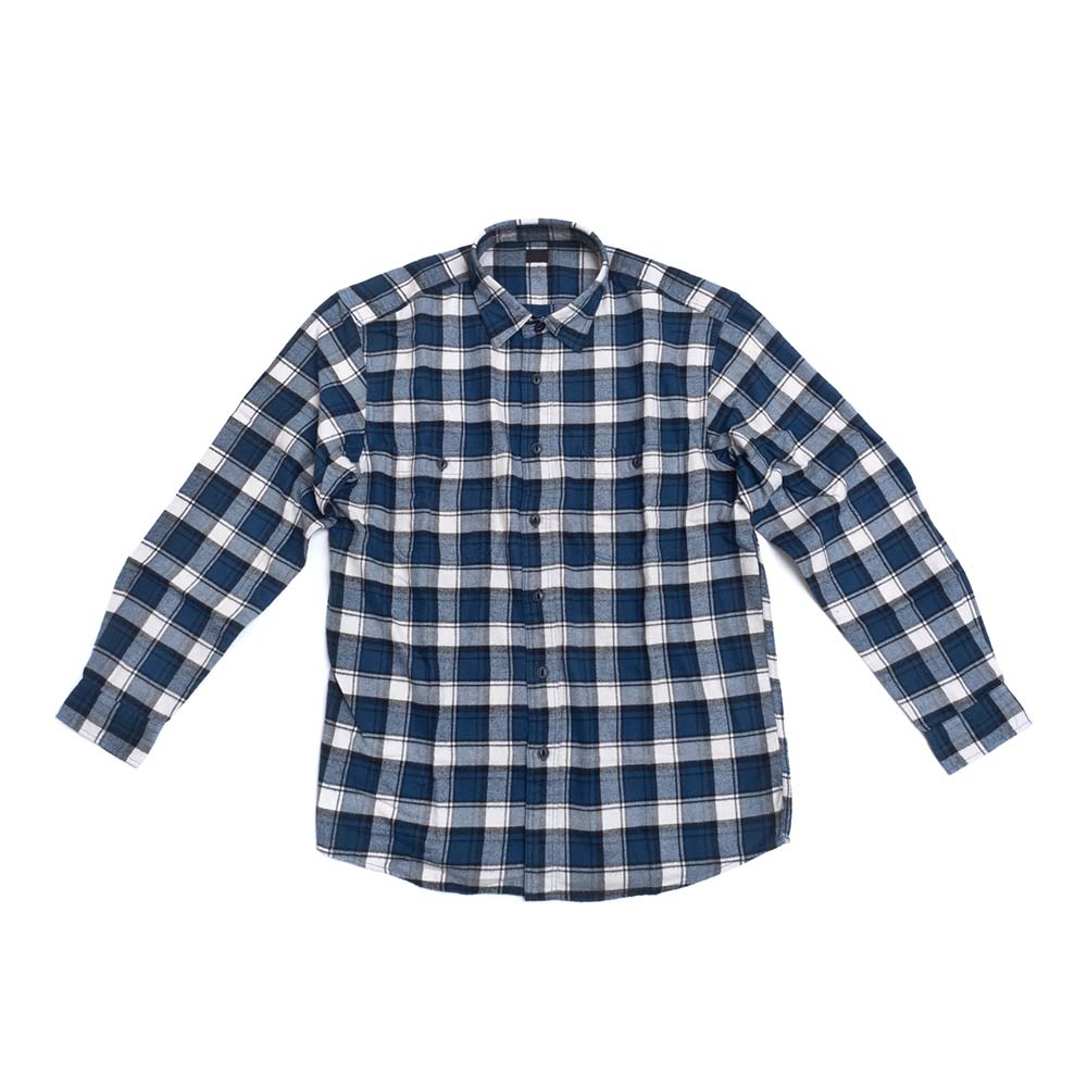 パターン コットンリネンシャツ ブルー